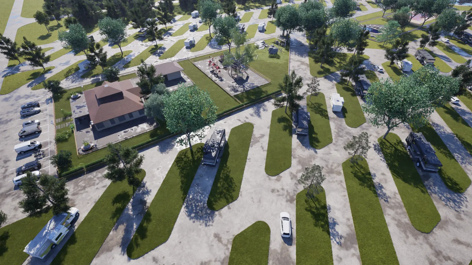 rv park with pull thru sites