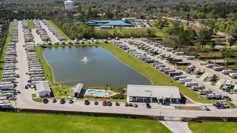 Luxury RV resort with full hookups, pool, and well-maintained outdoor amenities.