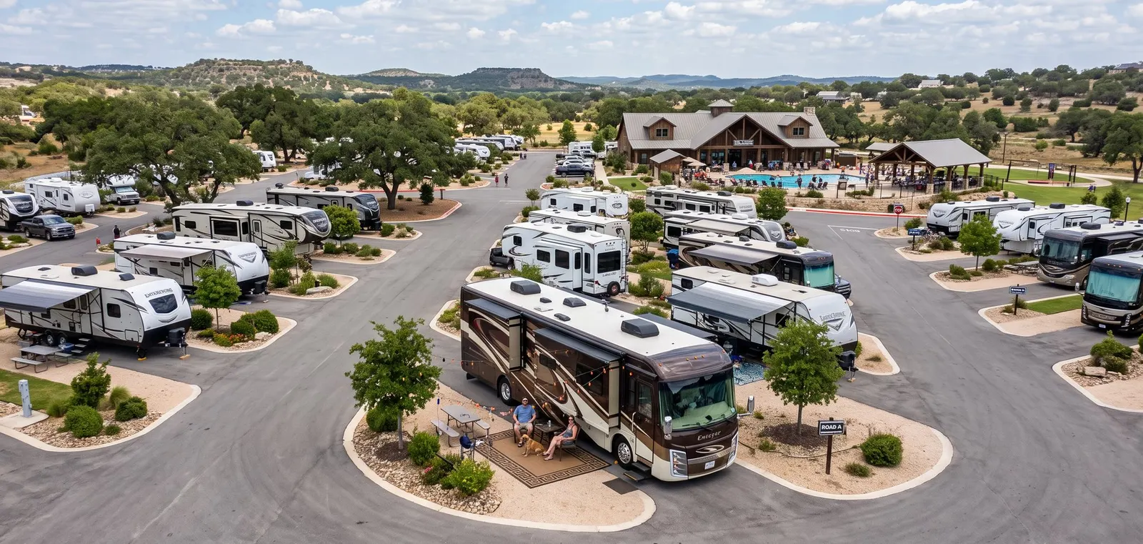 RV resort with landscaped sites in Texas